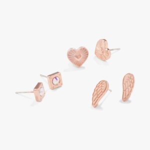 Angel Wing Heart Earrings. Set of 3