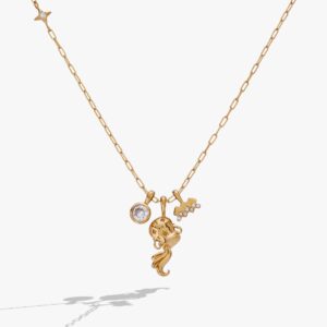 Aquarius Zodiac Charm Cluster Necklace
