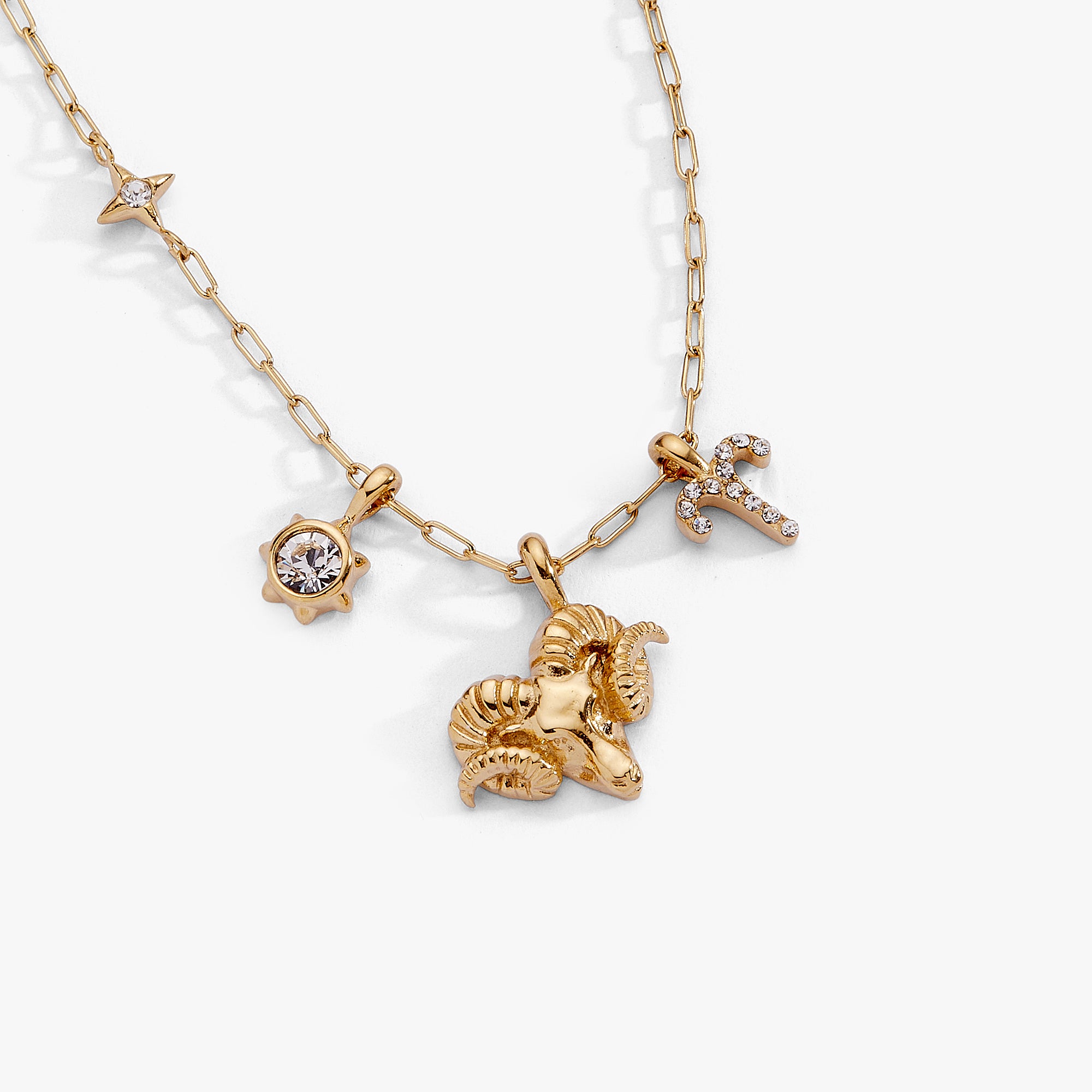 Aries Zodiac Charm Cluster Necklace - Image 3