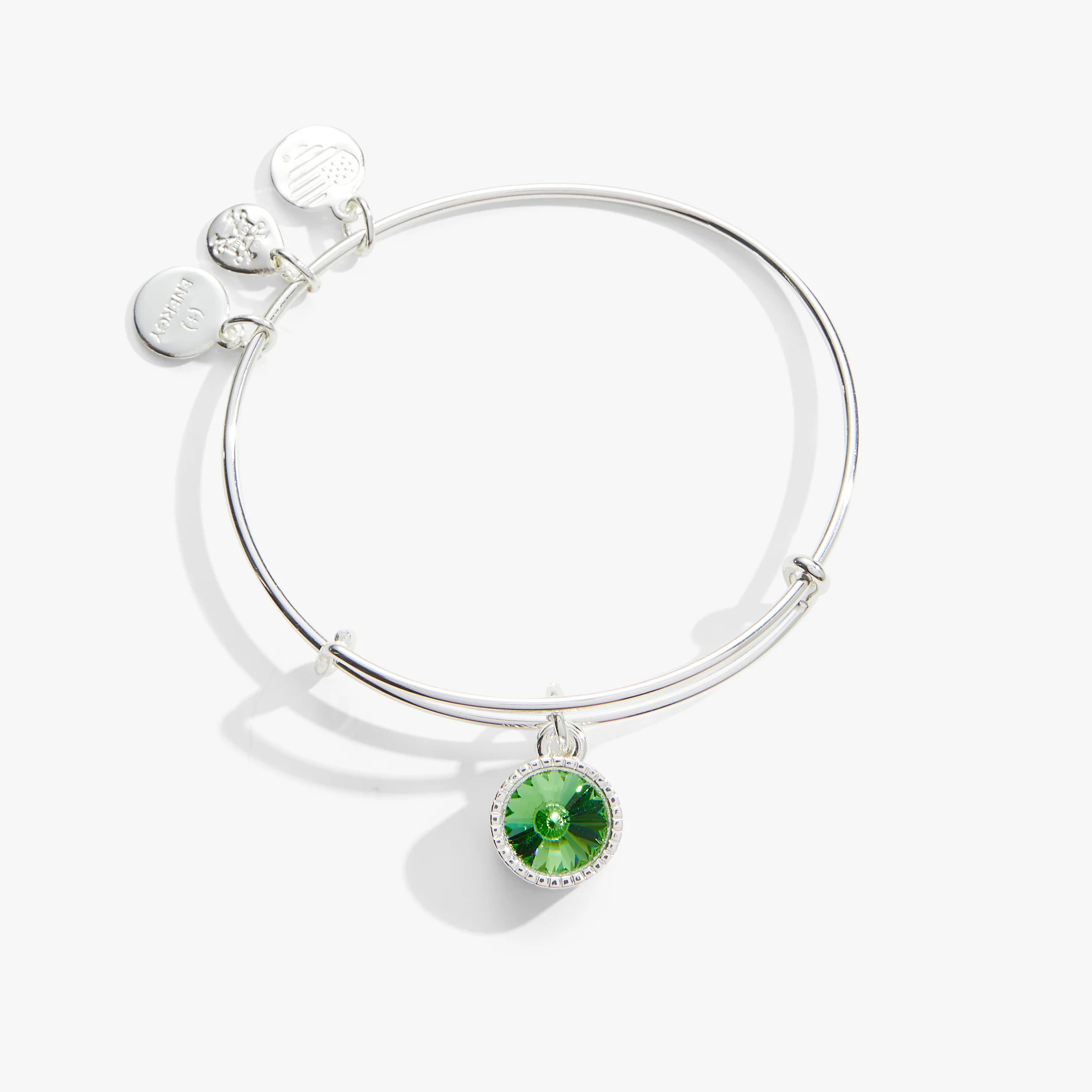 August Birthstone Charm Bangle. Peridot