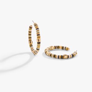 Beaded Hoop Earrings. Natural