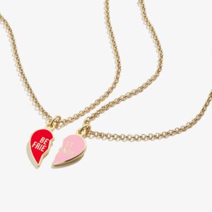 Best Friend Necklaces. Pink + Red. Set of 2