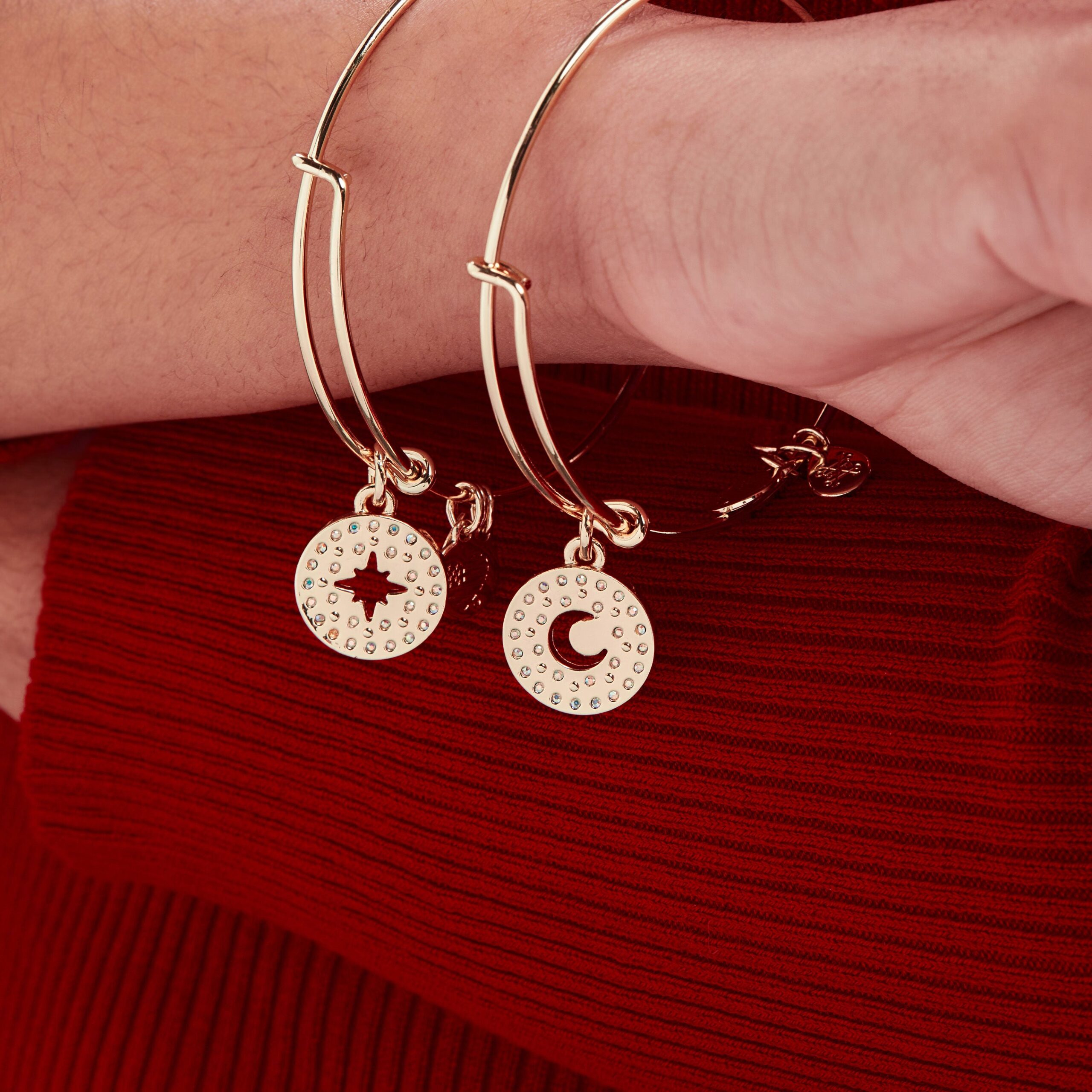 Best Friends Moon + Star Charm Bangle. Set of 2 - Image 5