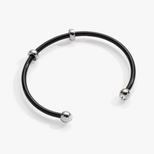 Bezel Stone Enamel Cuff. Black