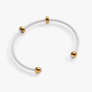 Bezel Stone Enamel Cuff. White