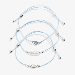 Blessed Evil Eye Cord Bracelets. Set of 3