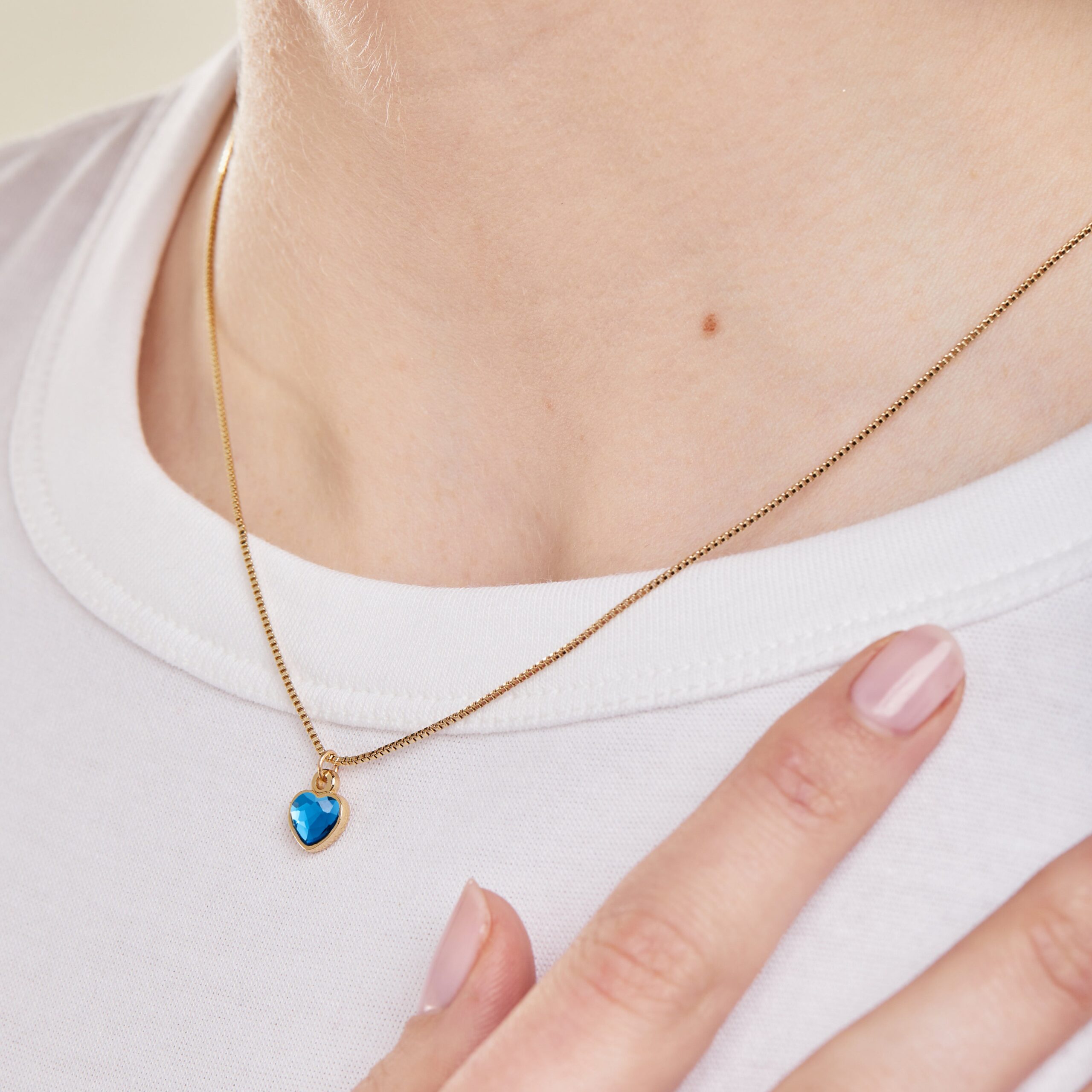 Blue Zircon Heart Necklace. December Birthstone - Image 4