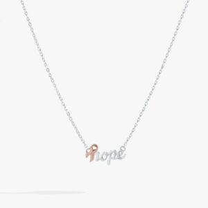 'Hope' Breast Cancer Awareness Pink Ribbon Necklace