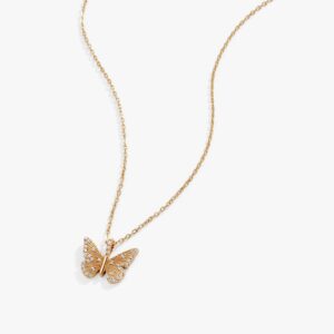 Butterfly + Crystal Necklace. Adjustable