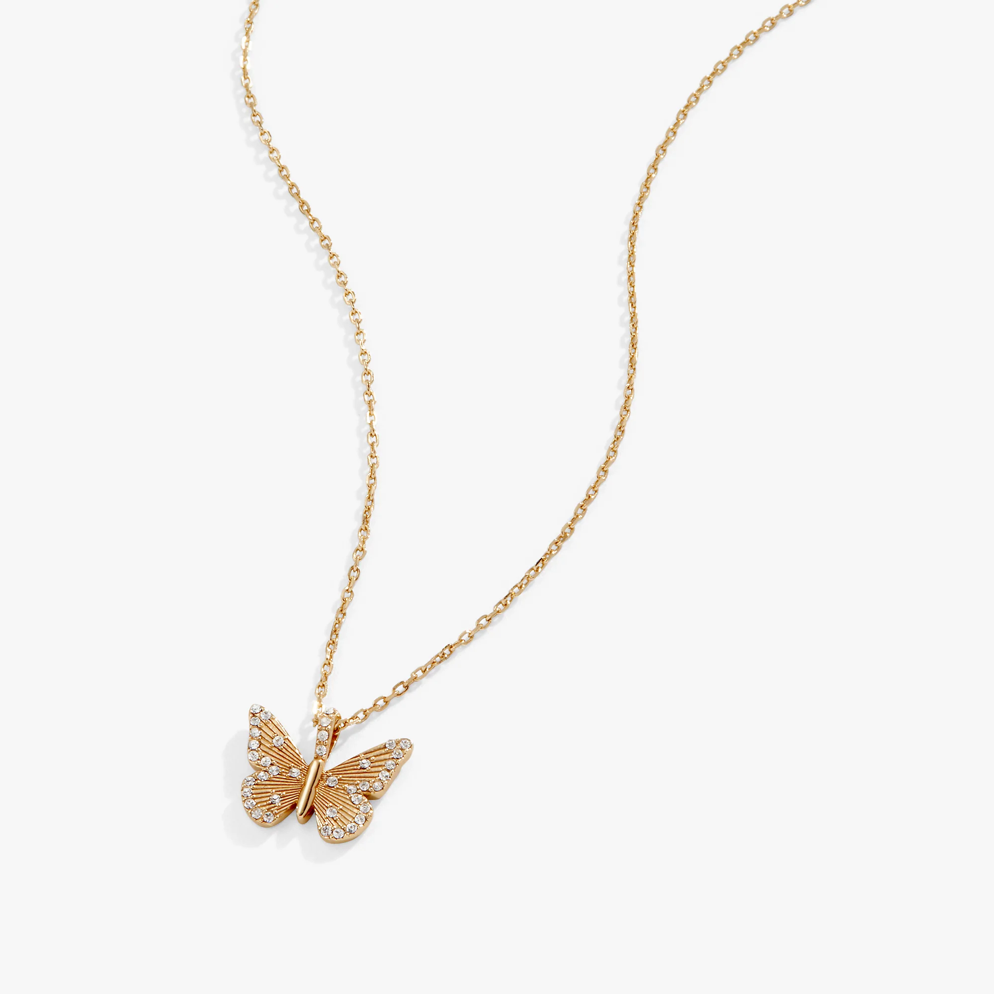 Butterfly + Crystal Necklace. Adjustable