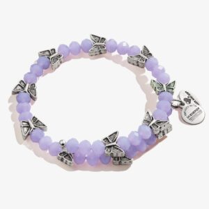 Butterfly Beaded Wrap Bracelet. Ice Blue