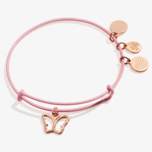 Butterfly Charm Bangle Bracelet. Pink