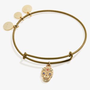 Calavera Charm Bangle Bracelet. Green