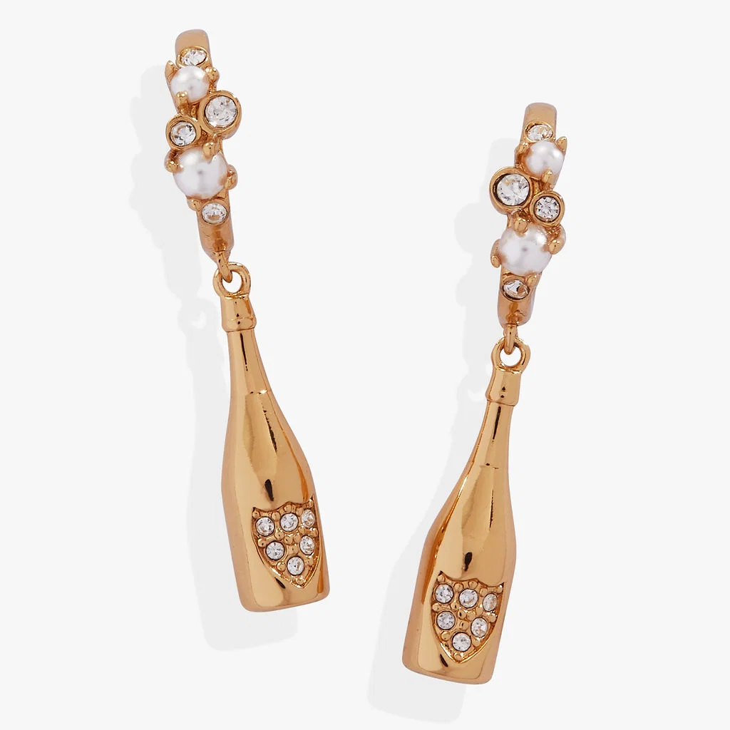 Champagne Drop Huggie Hoop Earrings