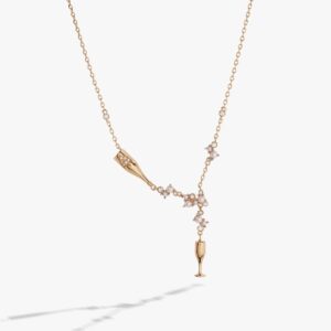 Champagne Pearl & Crystal Pendant Necklace