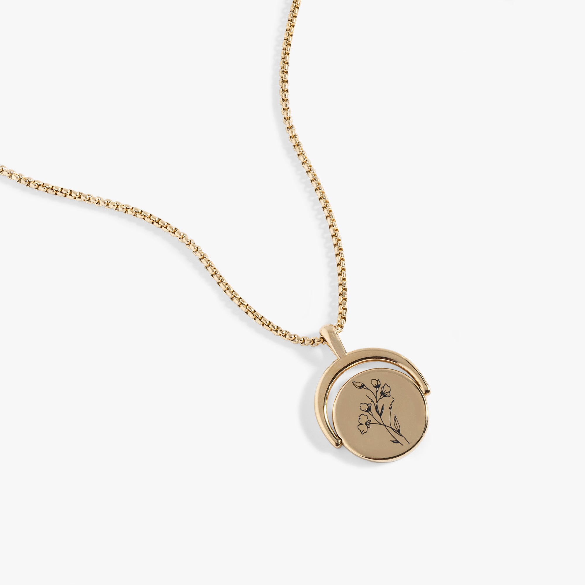 April Birthstone and Flower Flip Charm Necklace - Image 5