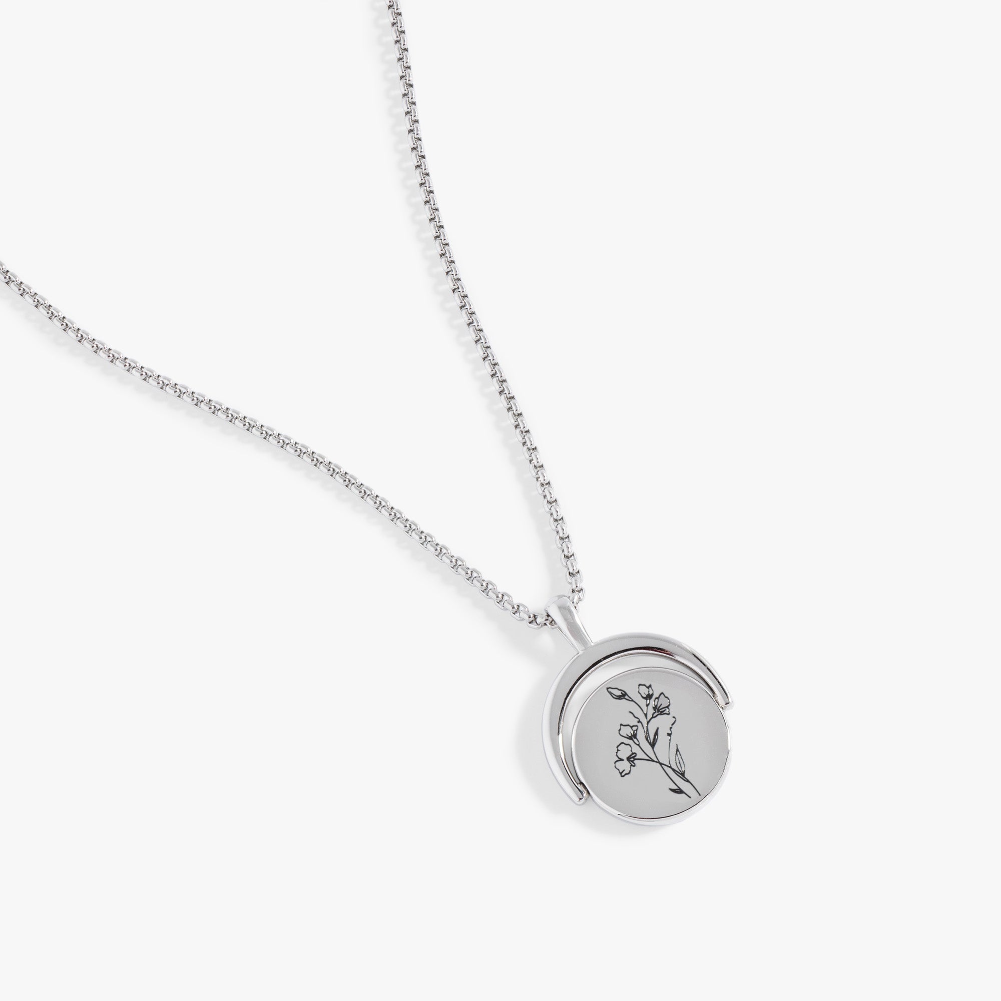 April Birthstone and Flower Flip Charm Necklace - Image 11
