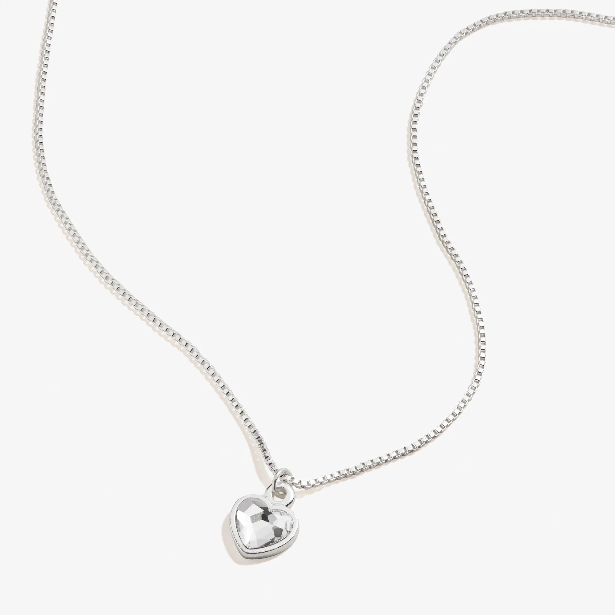 Clear Crystal Heart Necklace. April Birthstone