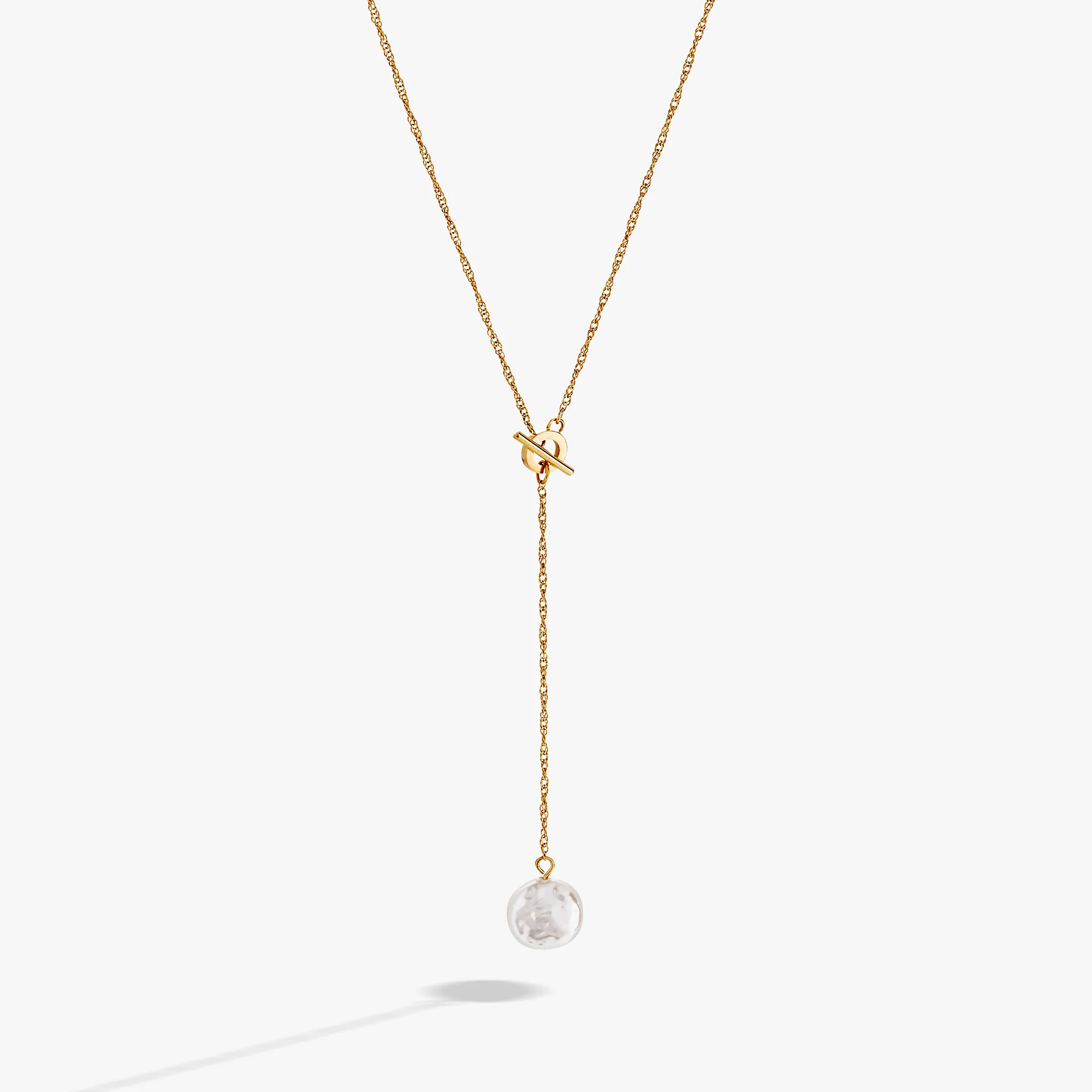 Coin Pearl Toggle Y Necklace