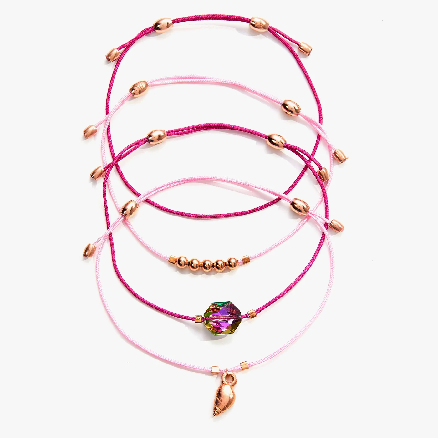 Conch Shell Cord Bracelets. Set of 4