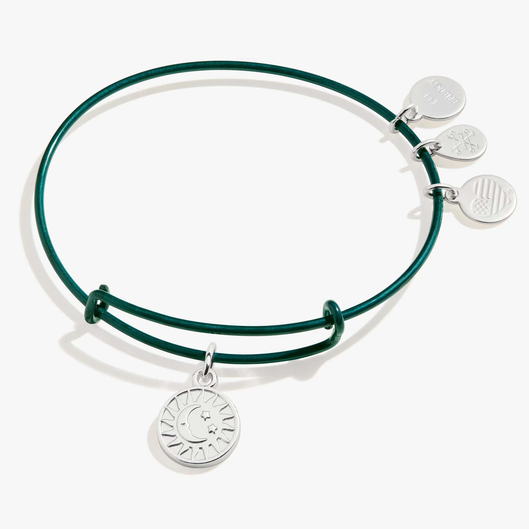 Cosmic Balance Charm Bangle Bracelet. Green