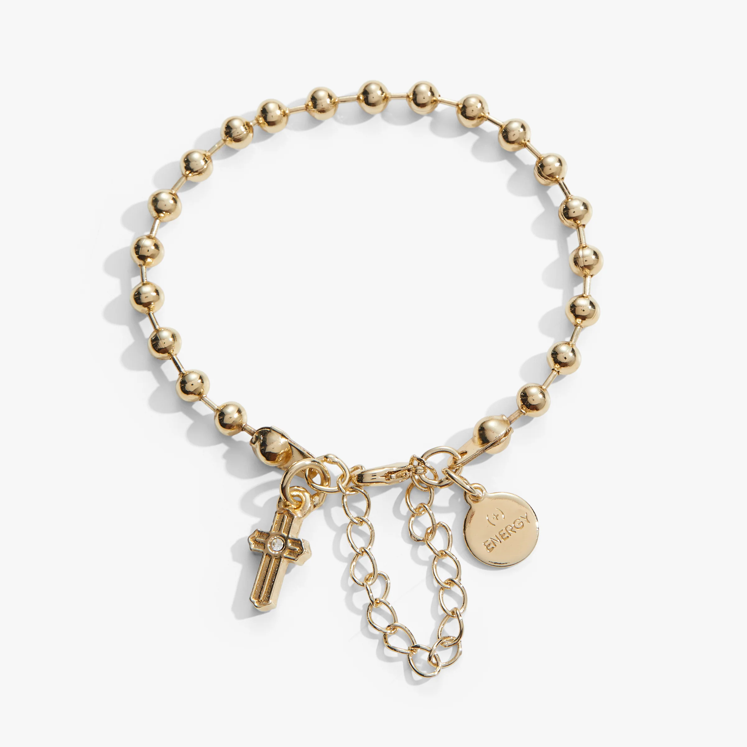 Crystal Cross Beaded Charm Bracelet