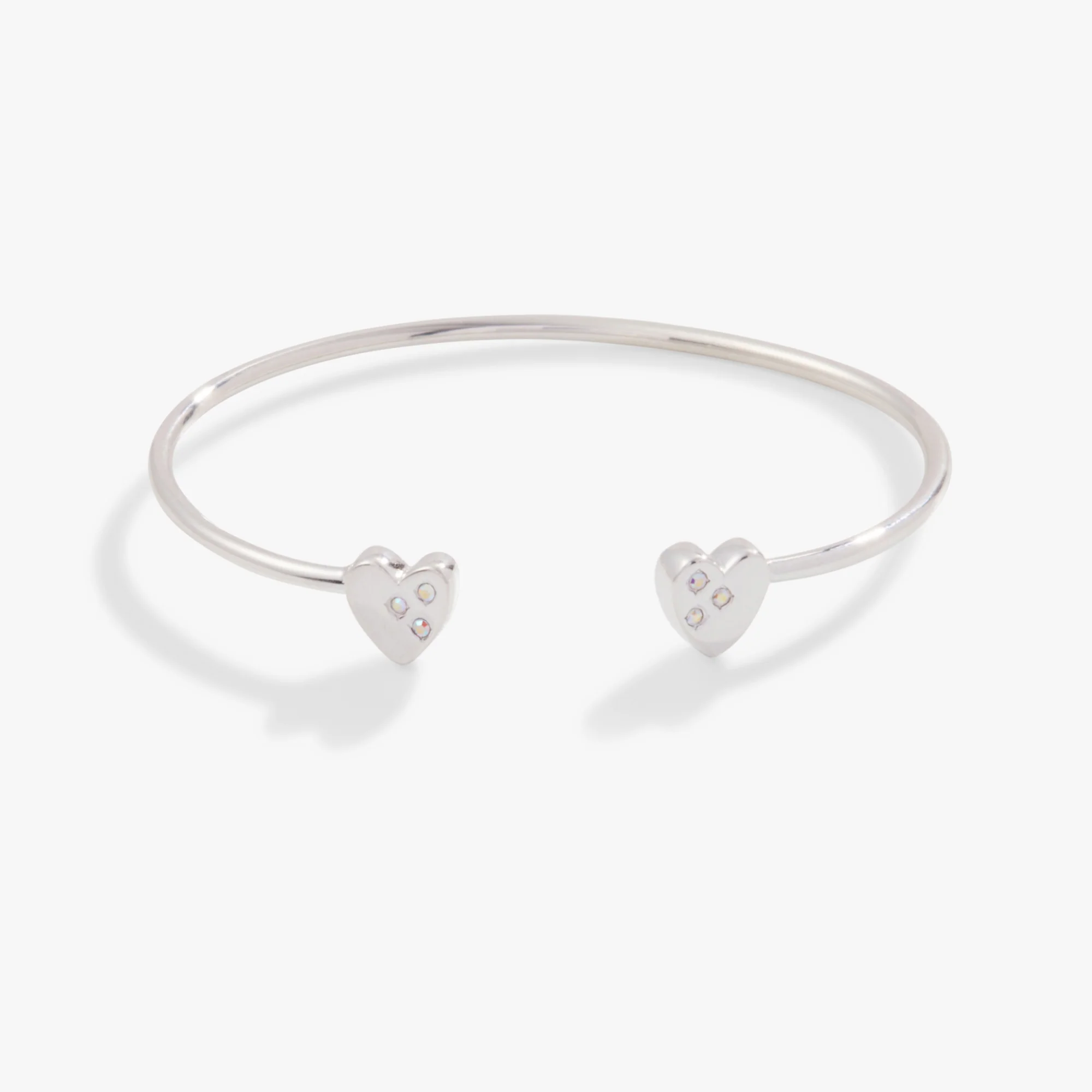 Crystal Accent Heart Flex Cuff Bracelet