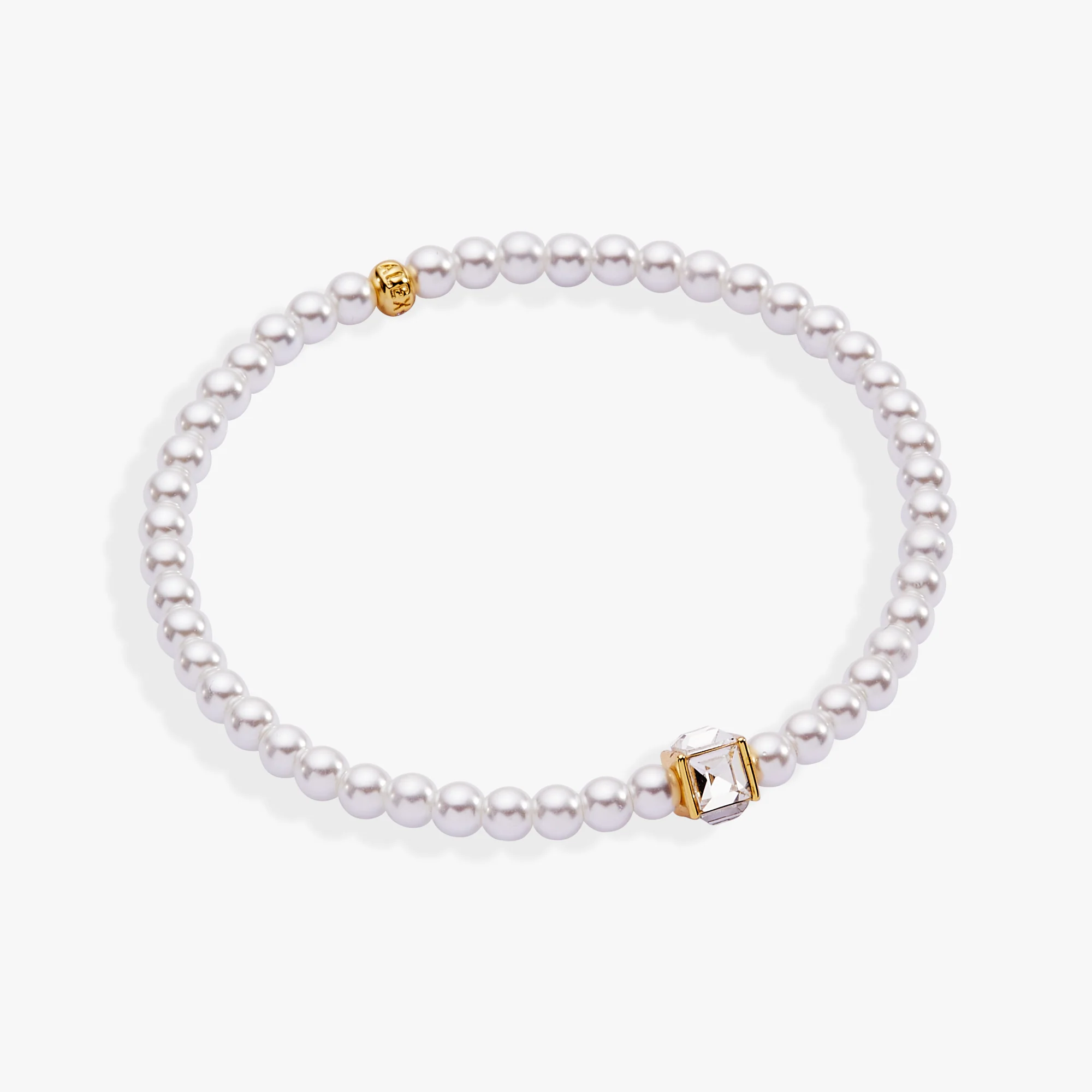 Crystal and Pearl Beaded Stretch Bracelet