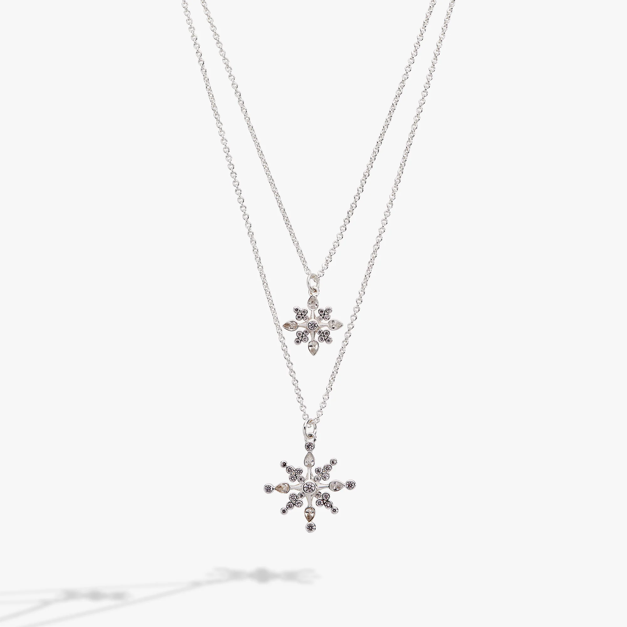 Crystal Snowflake Layered Necklace