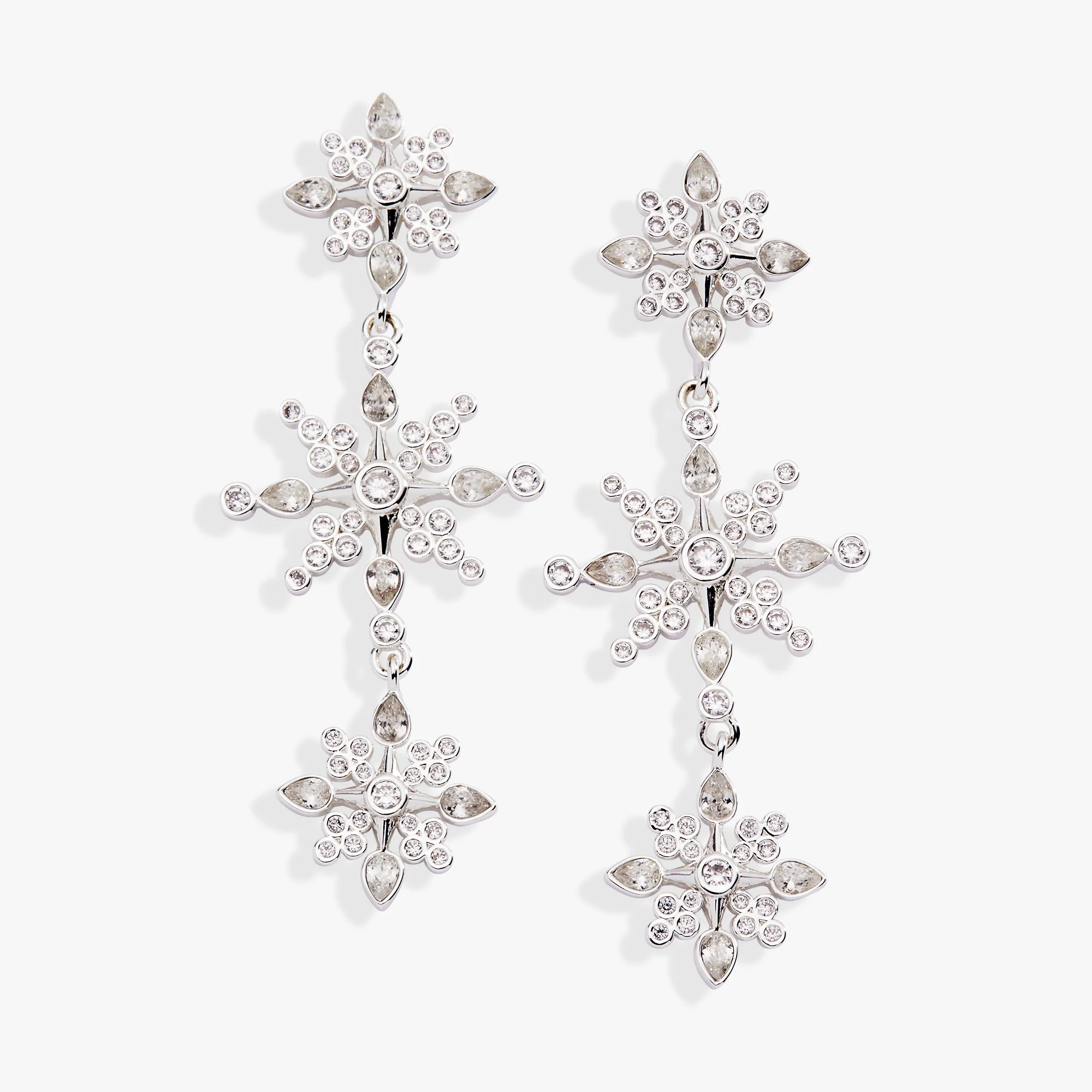 Crystal Snowflake Linear Earrings
