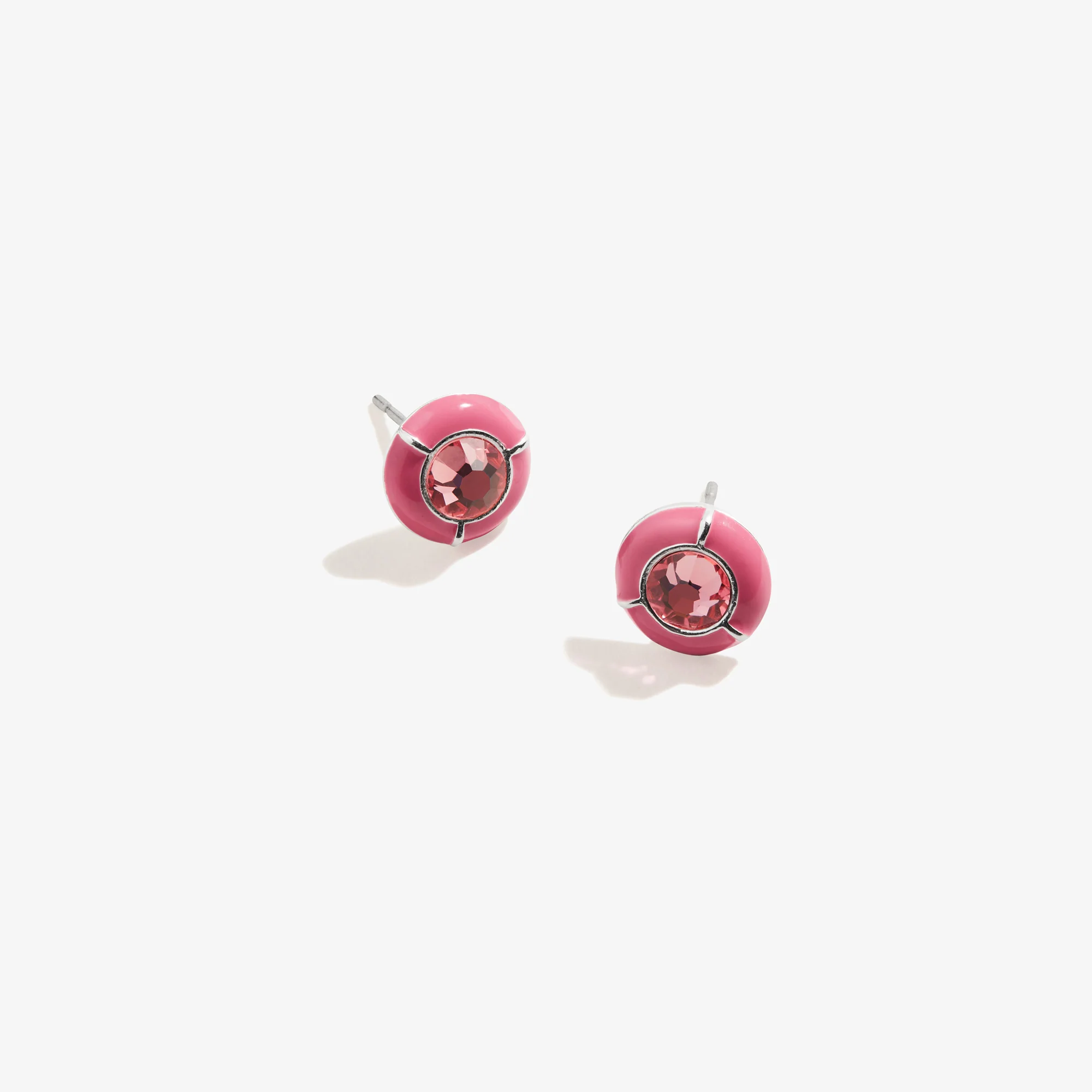 Crystal Stud Earrings. Pink