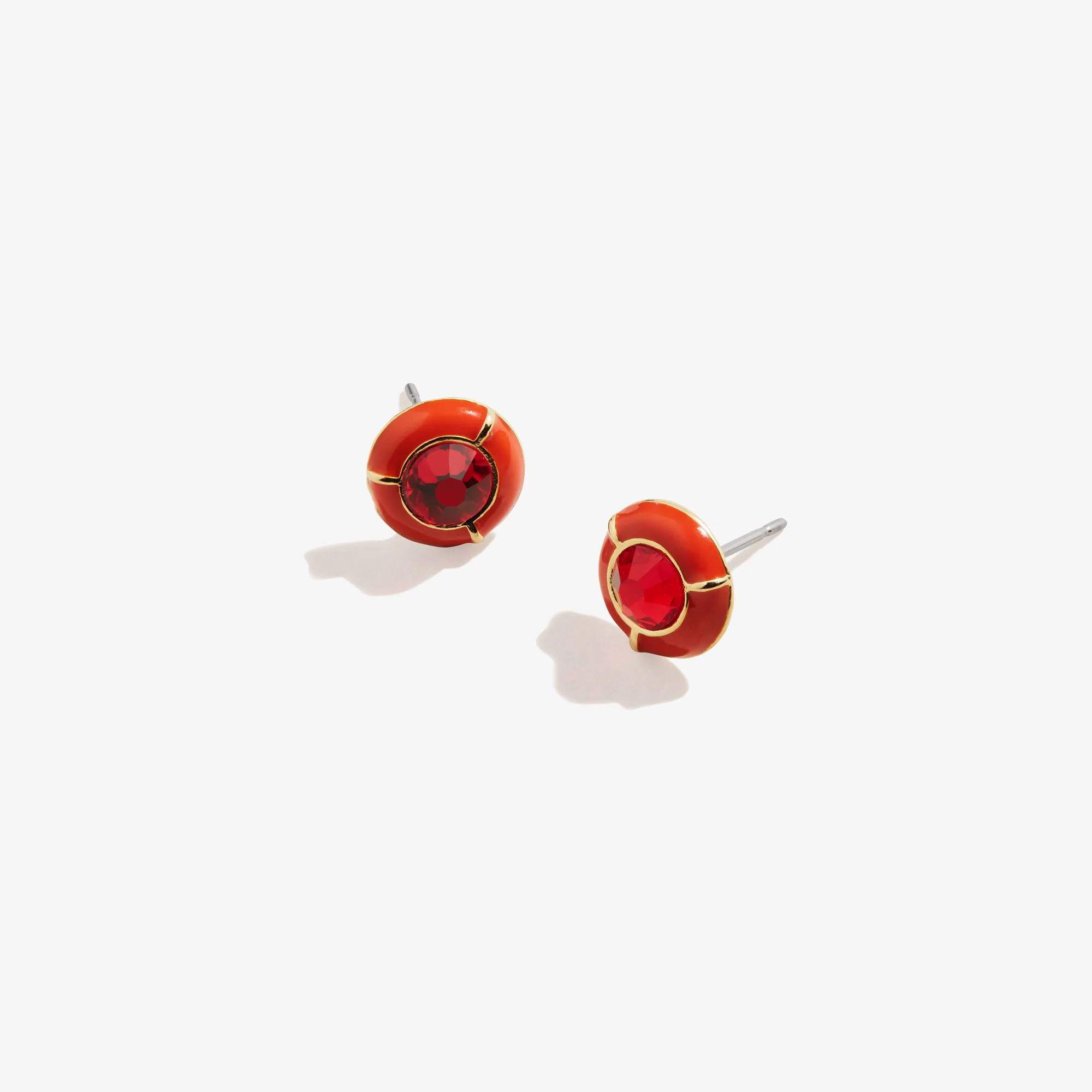 Crystal Stud Earrings. Red