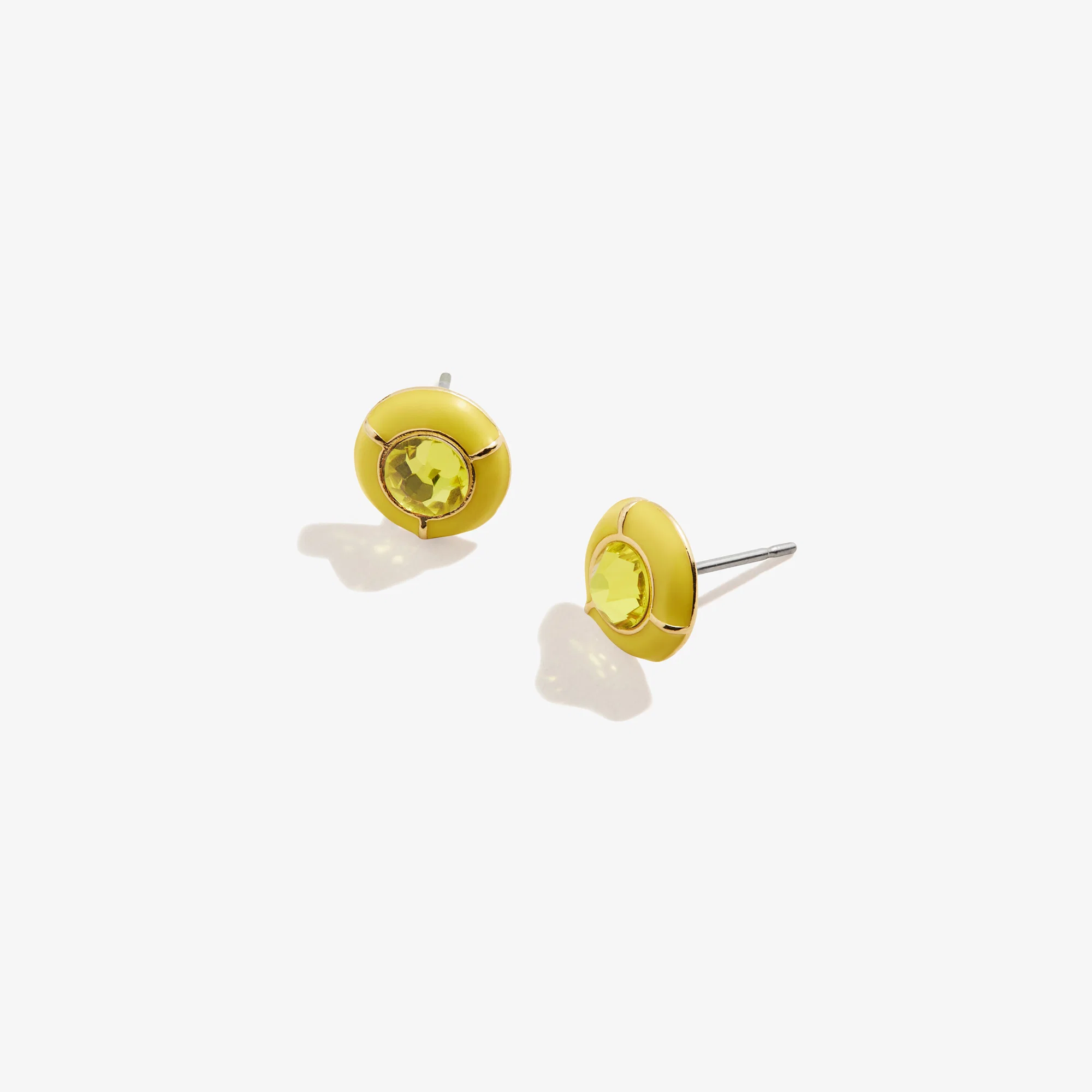 Crystal Stud Earrings. Yellow