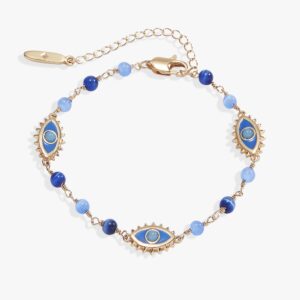 Blue Aventurine Evil Eye Linear Bracelet