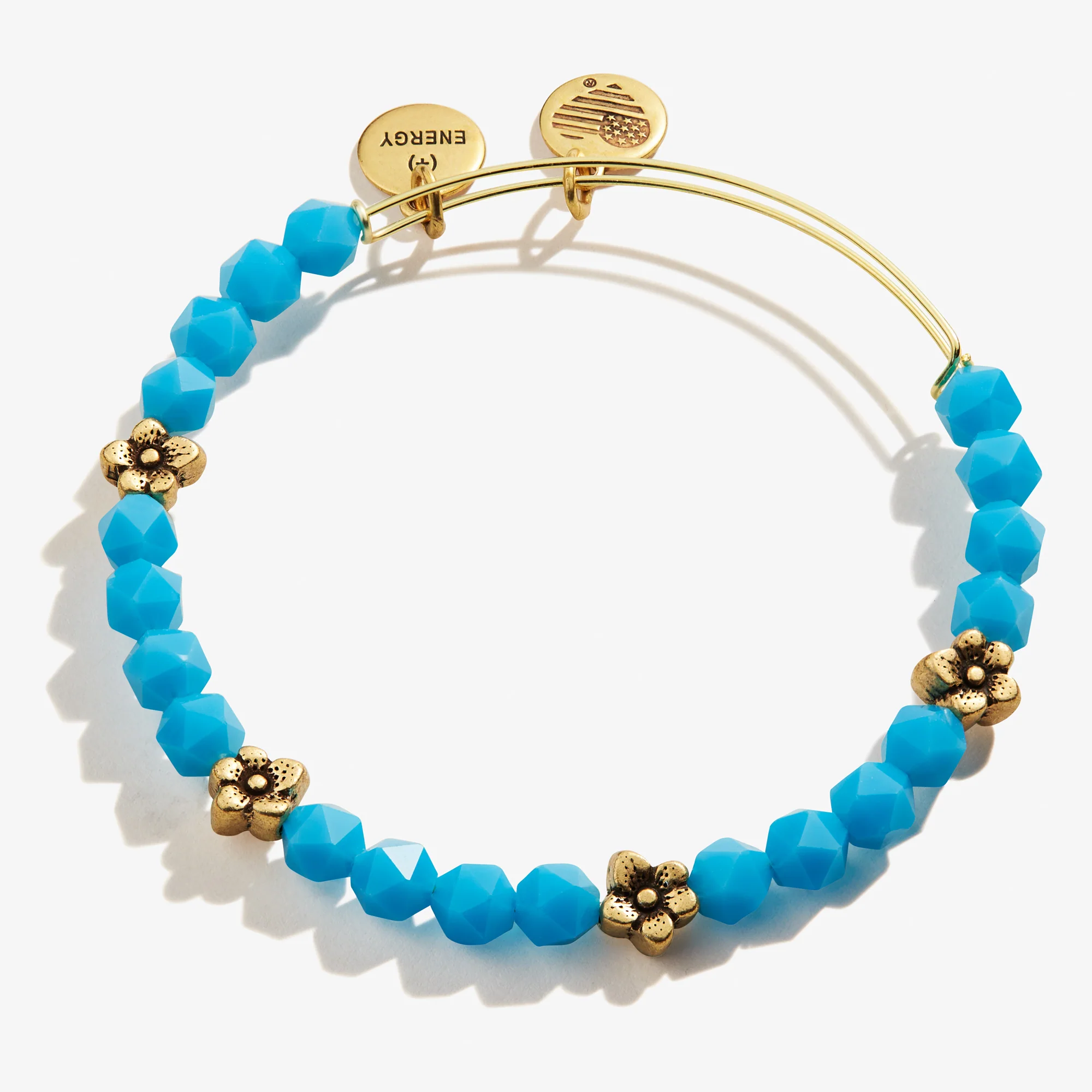 Daisy Beaded Bangle Bracelet. Spring Sky Blue