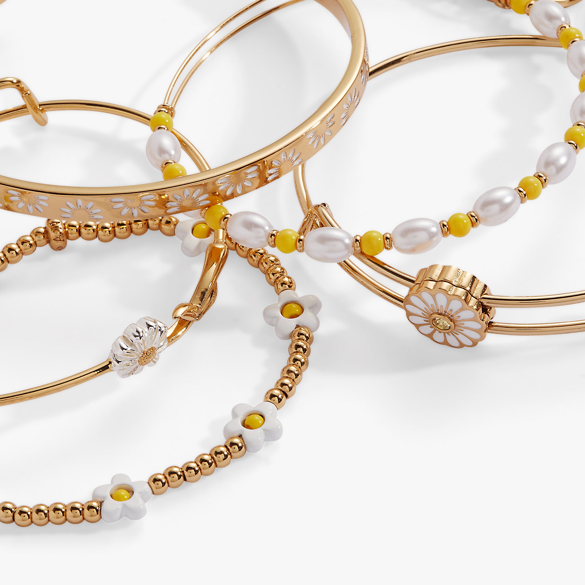 Daisy Flower Beaded Bangle Set of 5 - Image 3