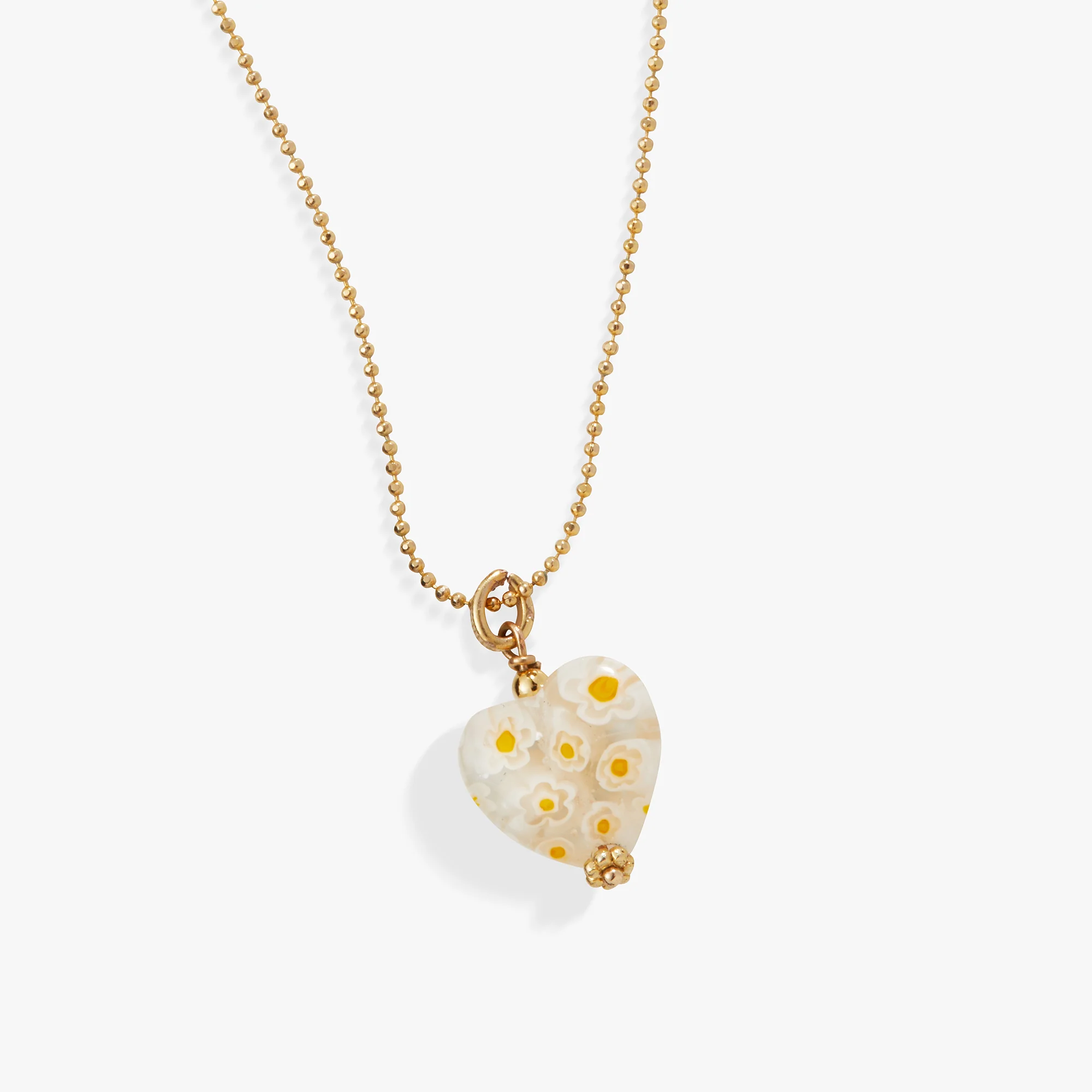 Daisy Heart Charm Necklace. Adjustable