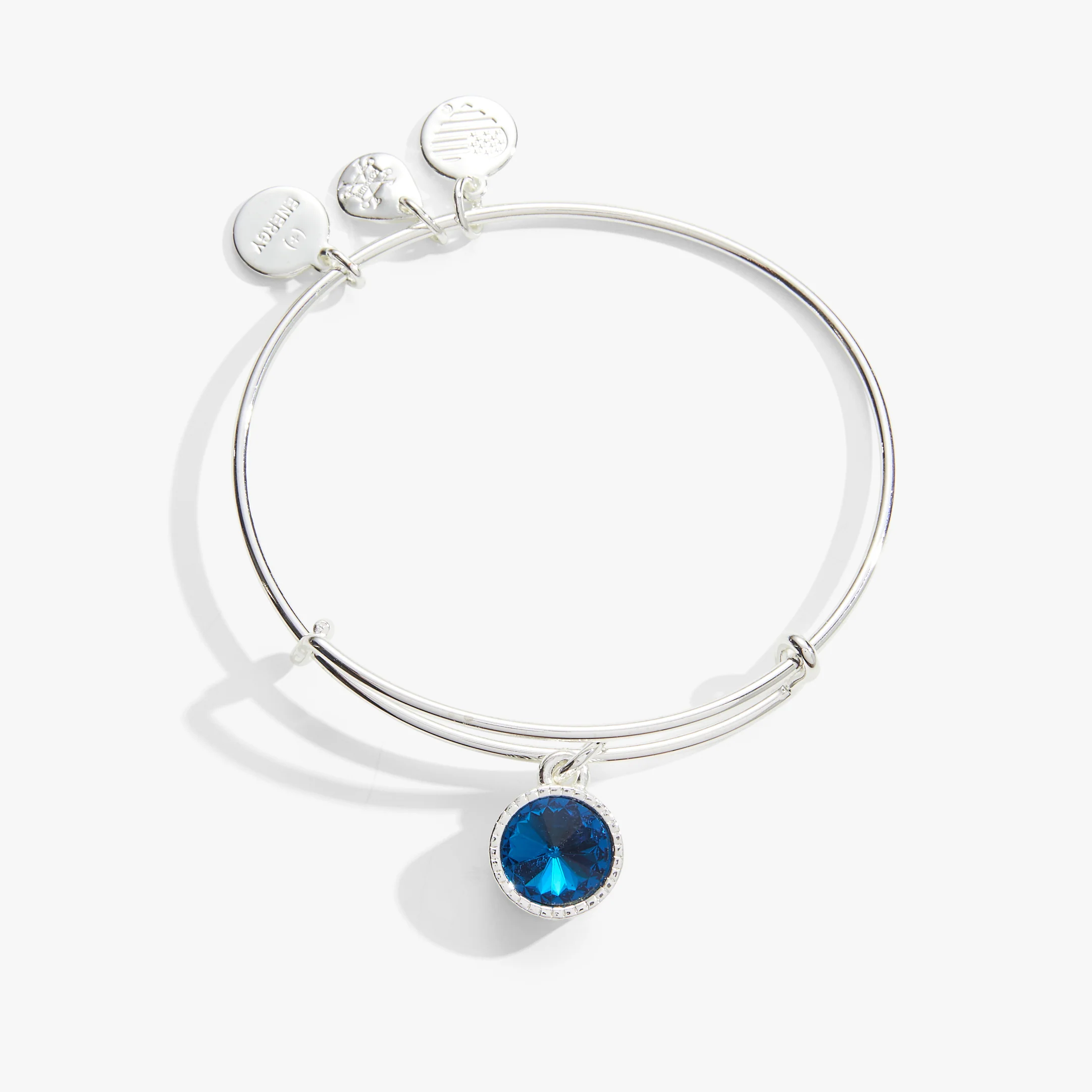 December Birthstone Charm Bangle. Blue Zircon