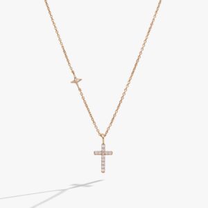 Cross Delicate Pave Crystal Pendant Necklace