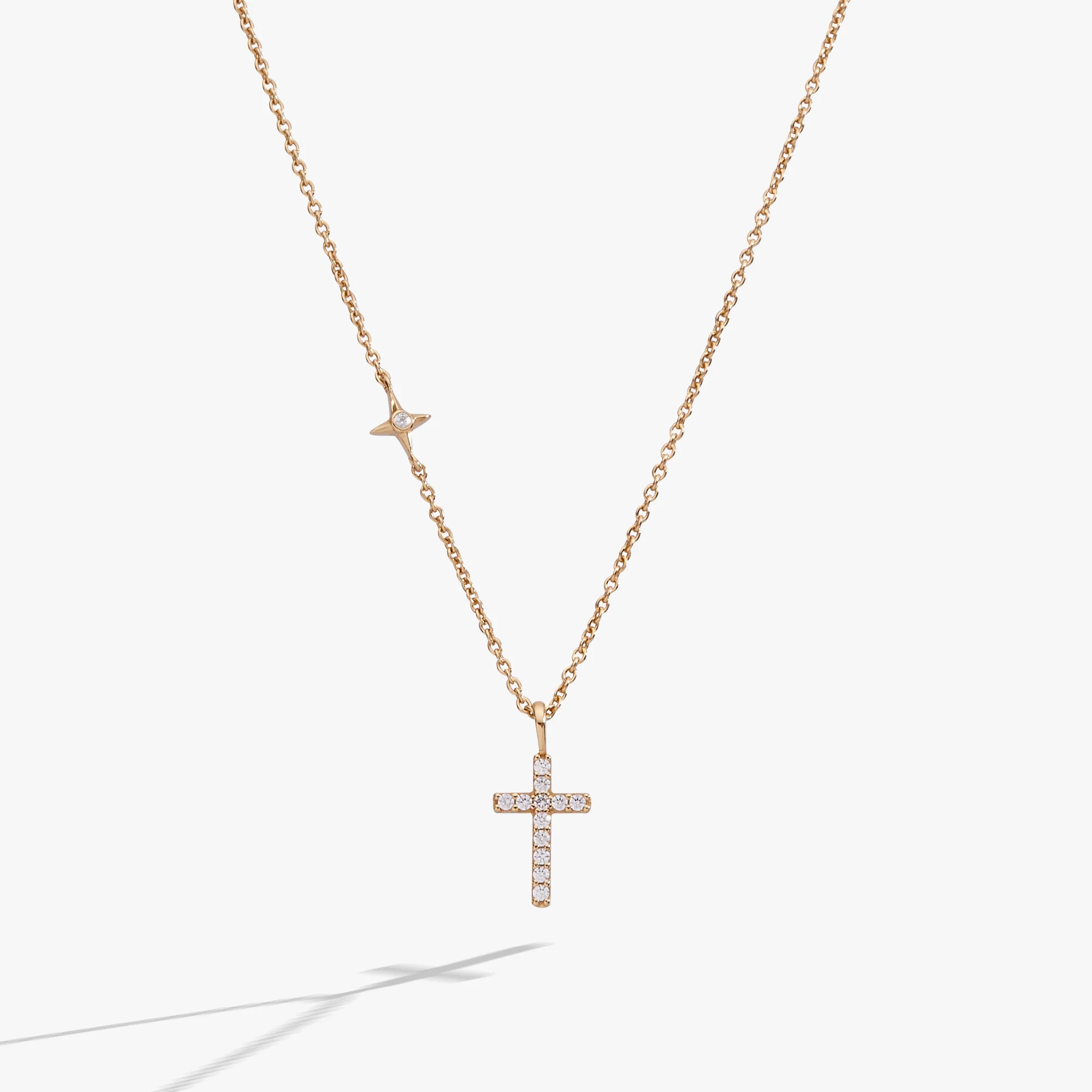 Cross Delicate Pave Crystal Pendant Necklace