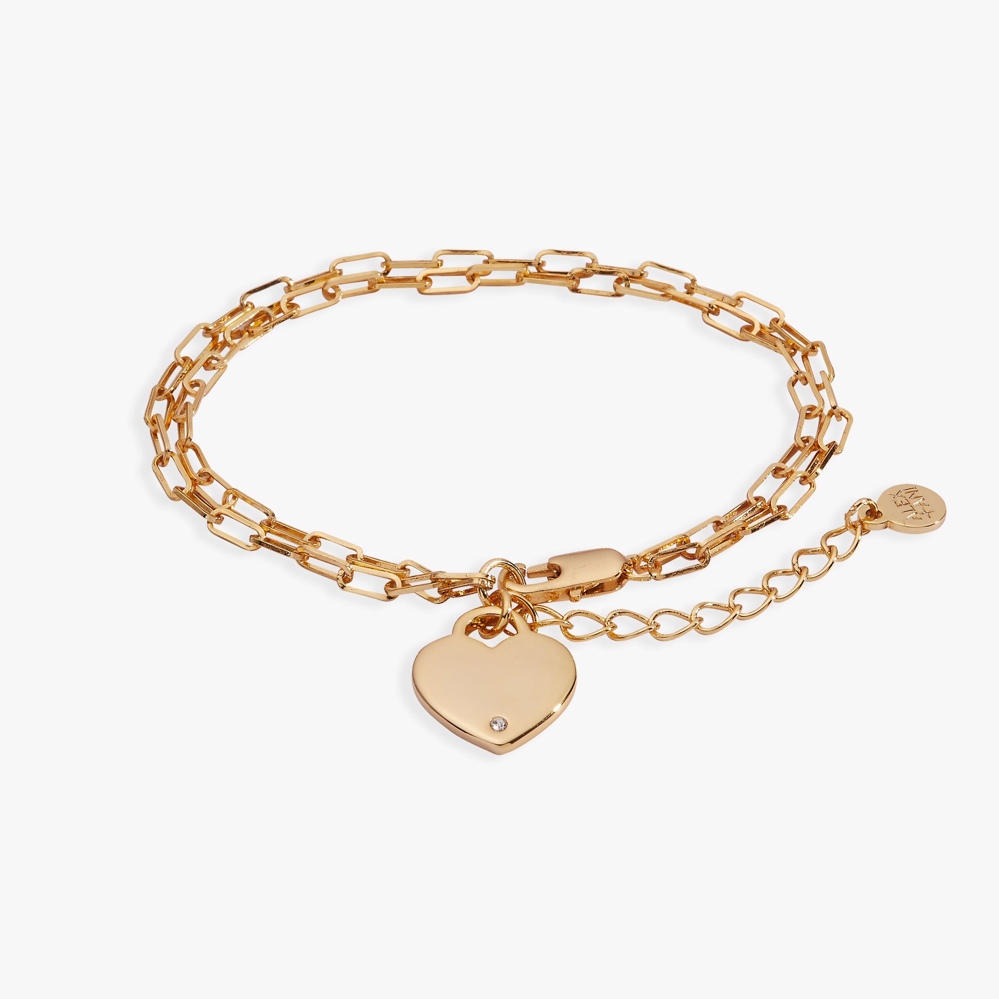 Heart Charm Double Paperclip Chain Bracelet - Image 3