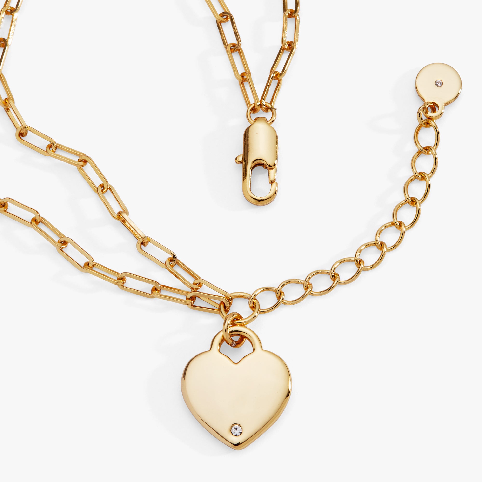 Heart Charm Double Paperclip Chain Bracelet - Image 5