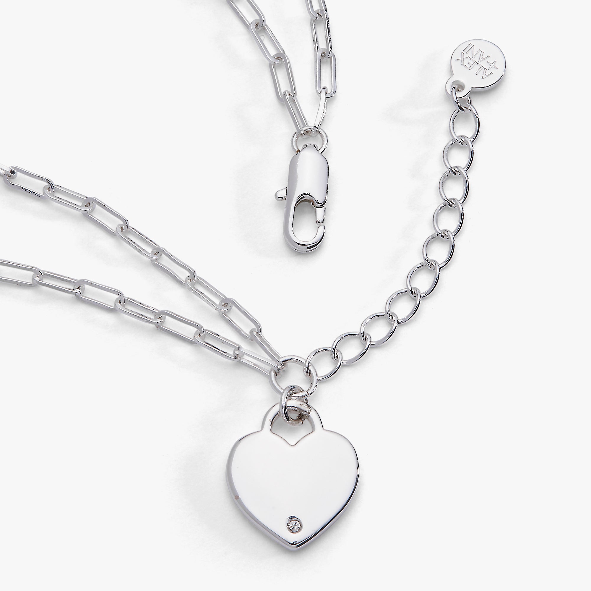 Heart Charm Double Paperclip Chain Bracelet - Image 2