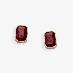 January Emerald-Cut Birthstone Stud