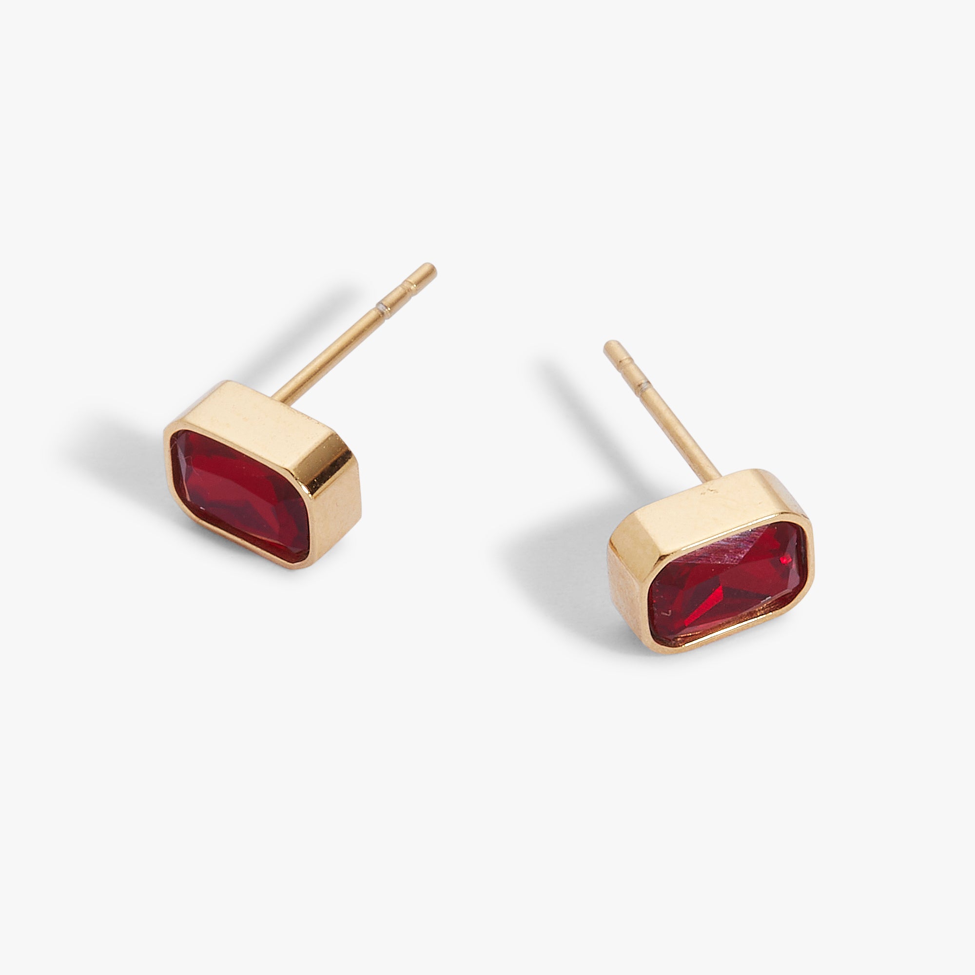 July Emerald-Cut Birthstone Stud Earrings - Image 2