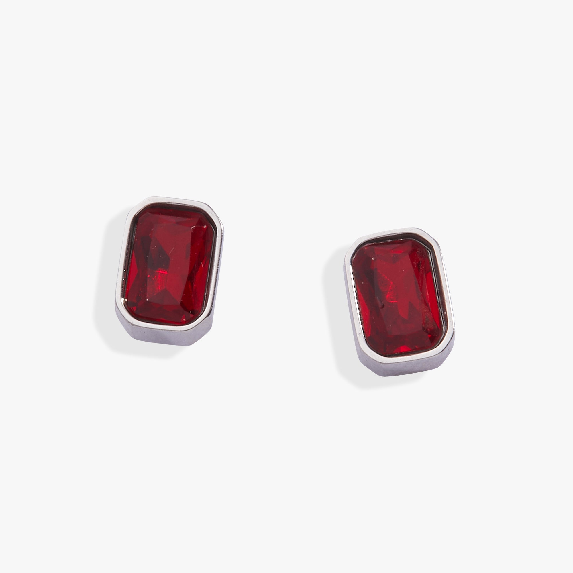 July Emerald-Cut Birthstone Stud Earrings - Image 3