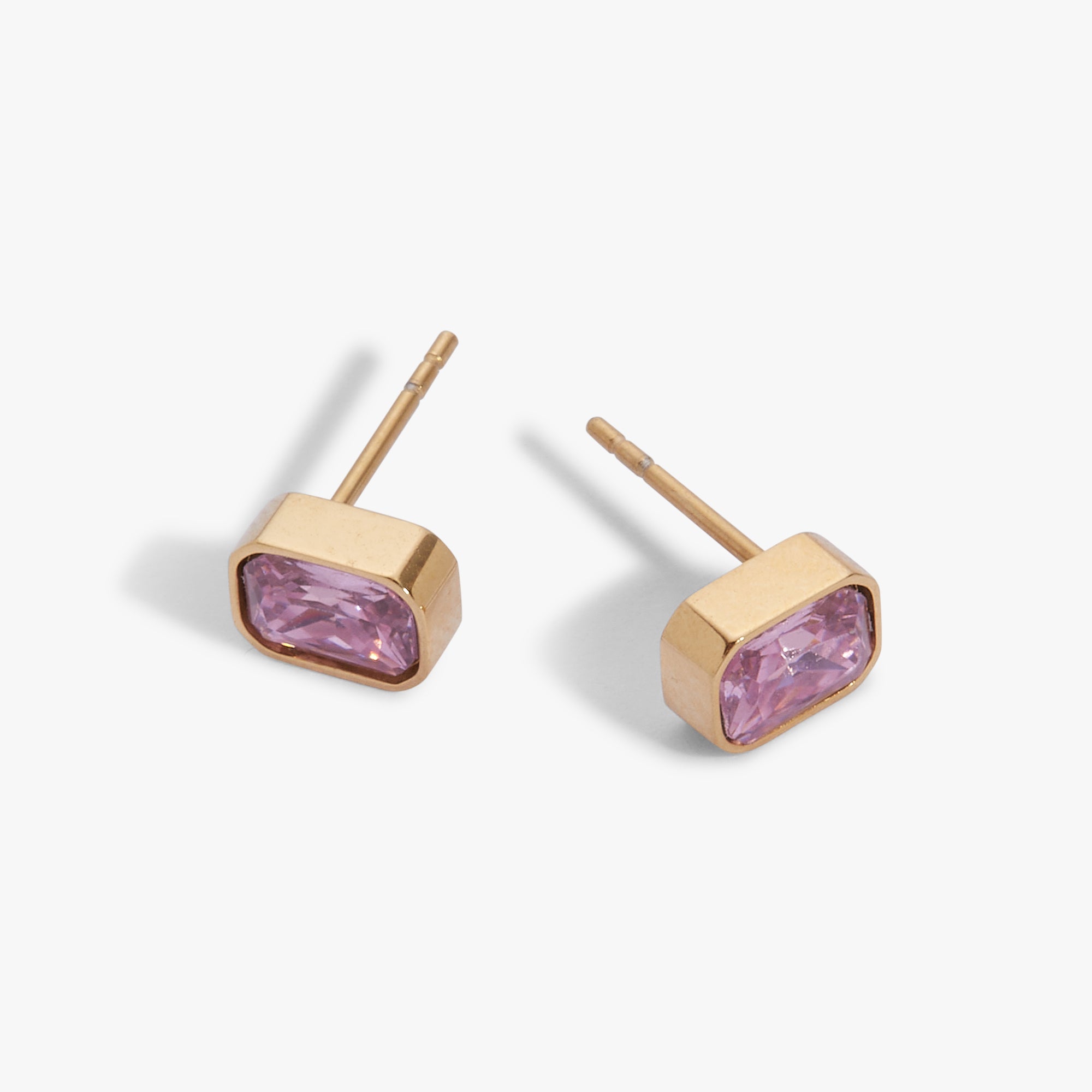 October Emerald-Cut Birthstone Stud Earrings - Image 2