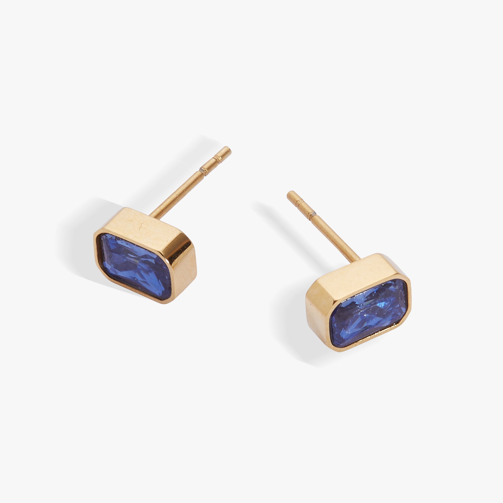 September Emerald-Cut Birthstone Stud Earrings - Image 2