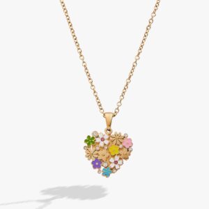 Blossoming Flowers Enamel Locket Pendant Necklace