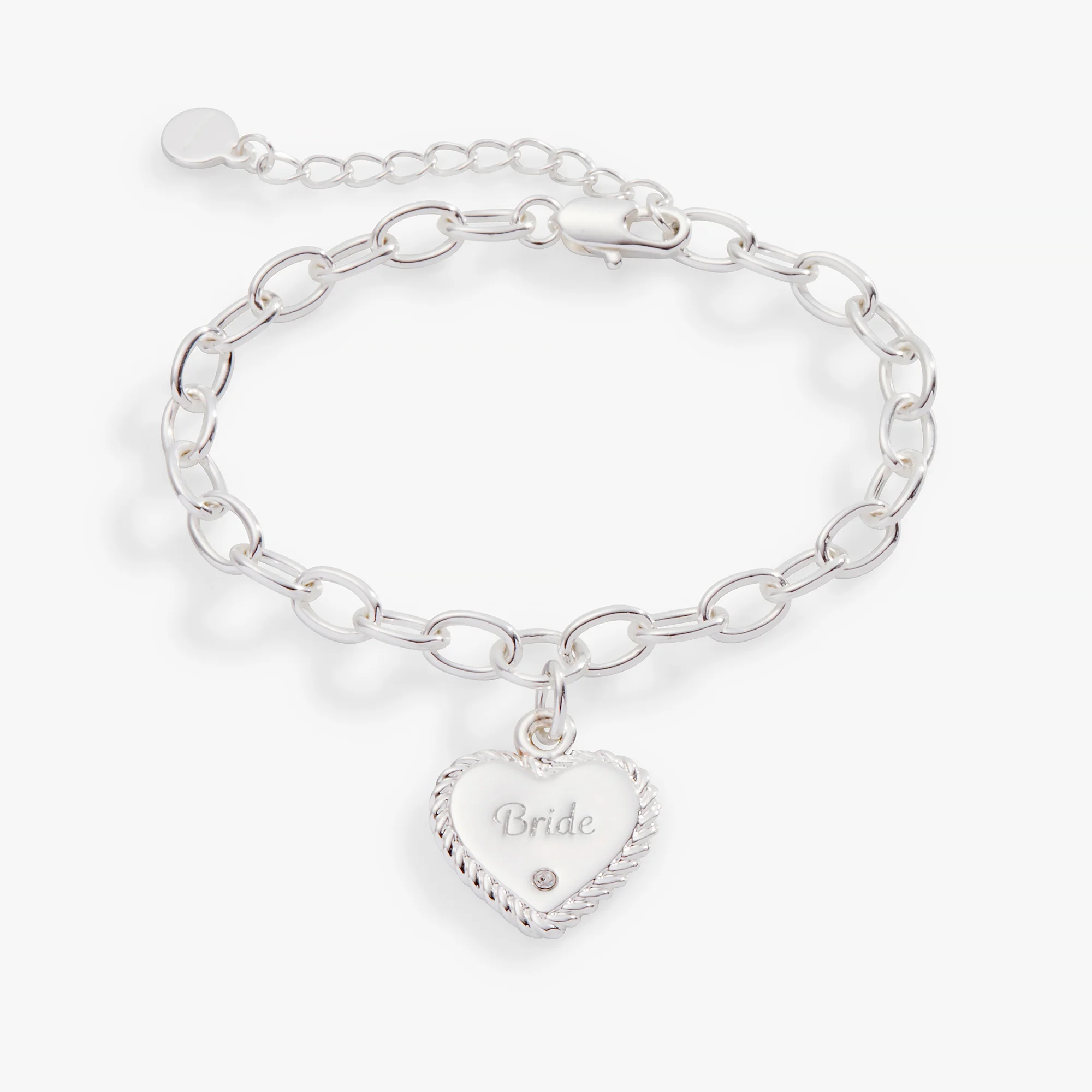 'Bride' Heart Charm Bracelet. Adjustable